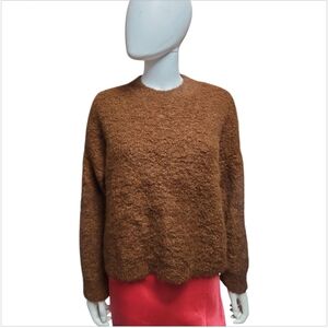 CORDERA | Brown Alpaca Bouclé Crewneck Sweater One Size